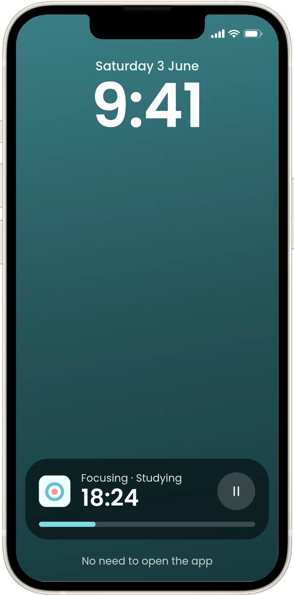 The focus timer on the lock screen
