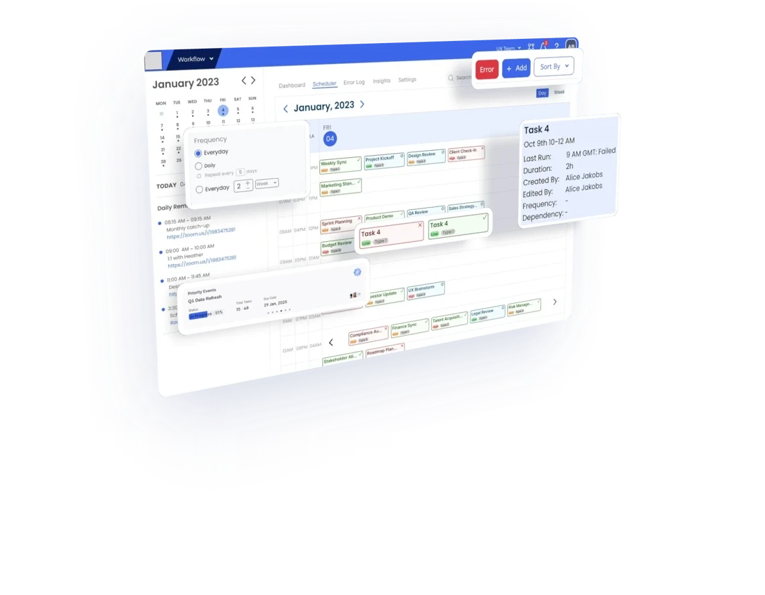 The scheduler day view on a desktop display