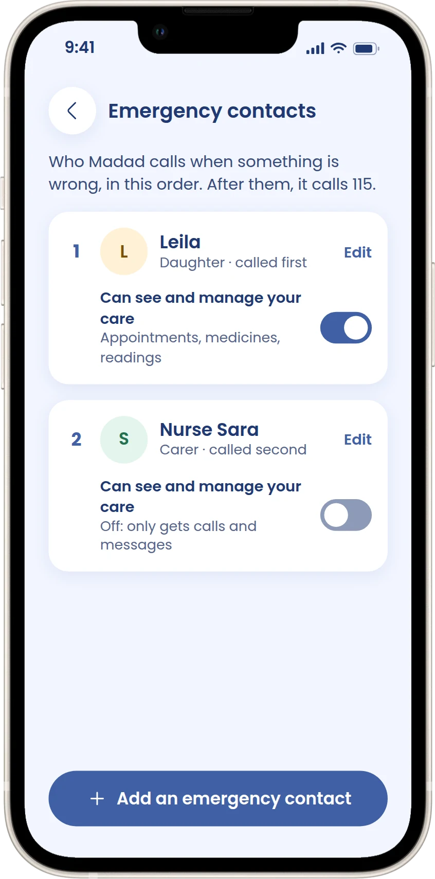 Emergency contacts